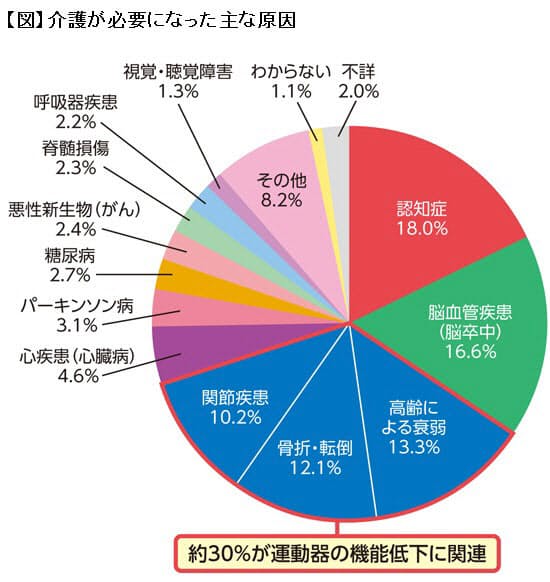 運動器の機能低下に関連する原因は意外と多い 要介護になる3大疾患 認知症 脳卒中 Nikkei Style
