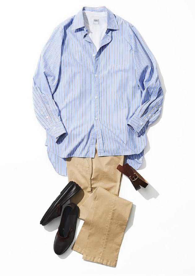 今どきシャツなら ブルー系 ストライプ ゆったり Nikkei Style 今どきシャツなら ブルー系 ストライプ ゆったり Nikkei Style