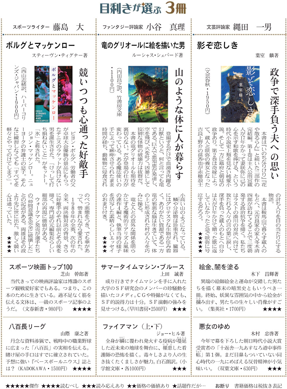 今週の3冊一覧 日本経済新聞