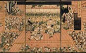 江戸時代には幕の内側にも客席が設けられていた。初代歌川豊国「芝居大繁昌之図」（江戸後期、国立劇場蔵）