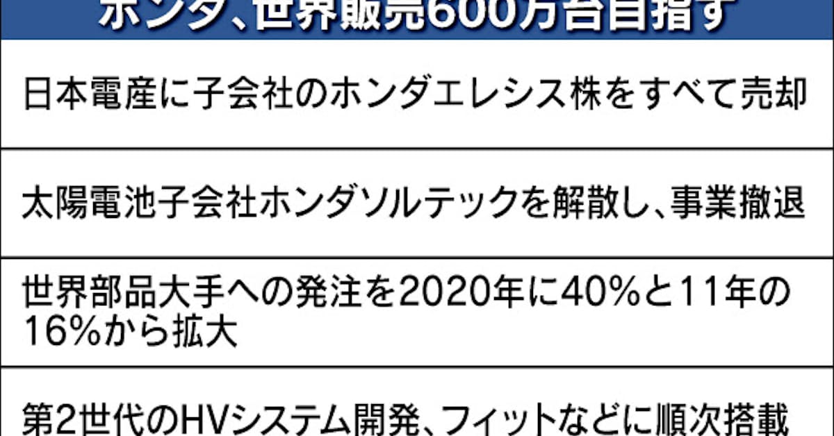 ホンダ 中核事業に集中 エコカー 新興国 日本経済新聞