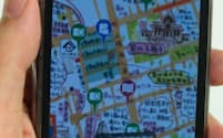 観光スポットなどを表示する中央区の絵地図アプリ