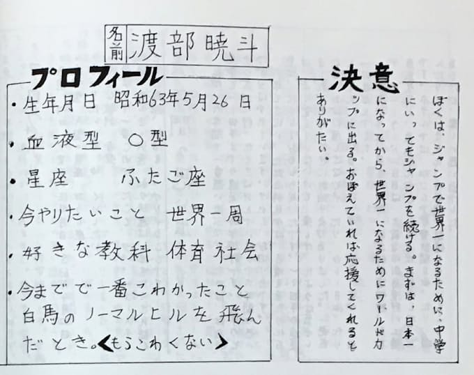 渡部暁 卒業文集 世界一になる 日本経済新聞