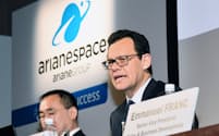 仏アリアンは小型衛星開発を手掛ける日本の新興企業と提携する（18日、東京都中央区）

