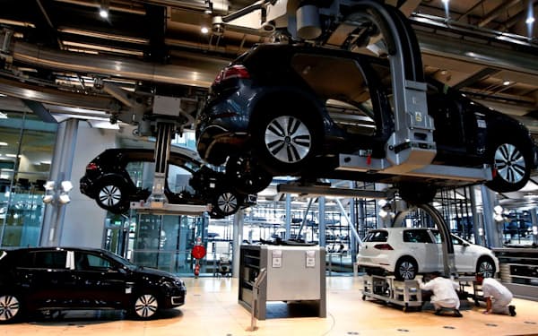 主力産業の自動車生産の不振などが響いた（VWの独ドレスデン工場）=ロイター
