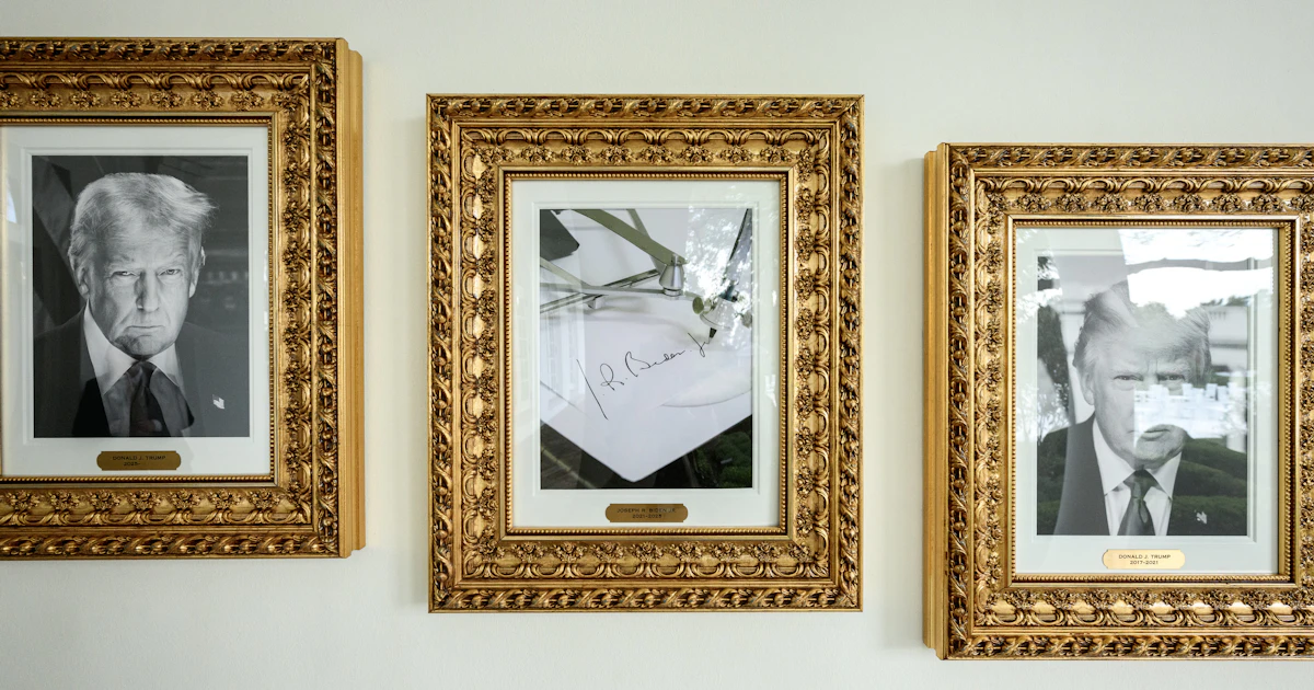 歴代大統領肖像、バイデン氏は「署名機」 ホワイトハウスに掲示 - 日本経済新聞