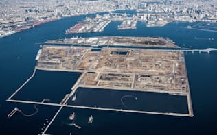 東京湾の中央防波堤埋立地は500ヘクタールに及ぶ（東京都港湾局提供）
