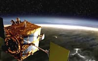 金星の軌道に入る探査機「あかつき」の想像図=池下章裕さん、宇宙航空研究開発機構提供・共同