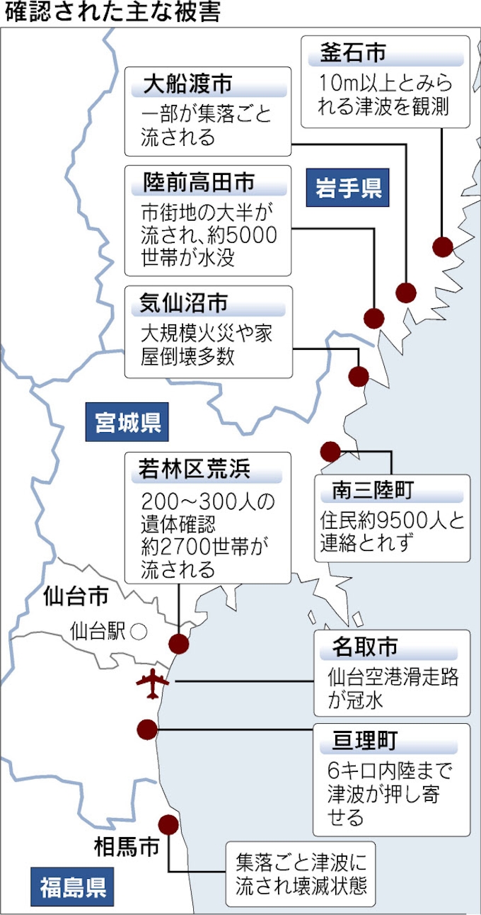 死者 不明1300人超す 南三陸町 9500人連絡とれず 日本経済新聞