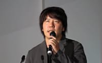 東京ゲームショウ2011の基調講演で話すグリーの田中良和社長