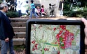 アプリ「今昔散歩」を使い、江戸時代の地図を見ながら散策ができる(東京都港区)