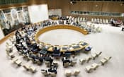 北朝鮮に強い圧力をかける声明を採択した安保理の緊急会合=国連提供・共同