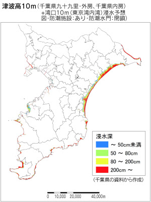 津波 海岸から3キロでも浸水被害 千葉県予測 日本経済新聞