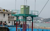 九工大が関門海峡の岸近くに設置した潮流発電装置