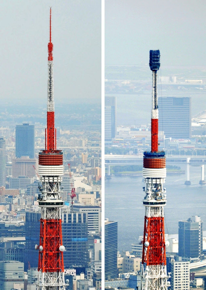 東京タワー 315メートルに 曲がったアンテナ交換 日本経済新聞