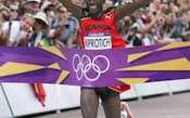 男子マラソン、優勝したウガンダのキプロティク=写真　佐光恭明
