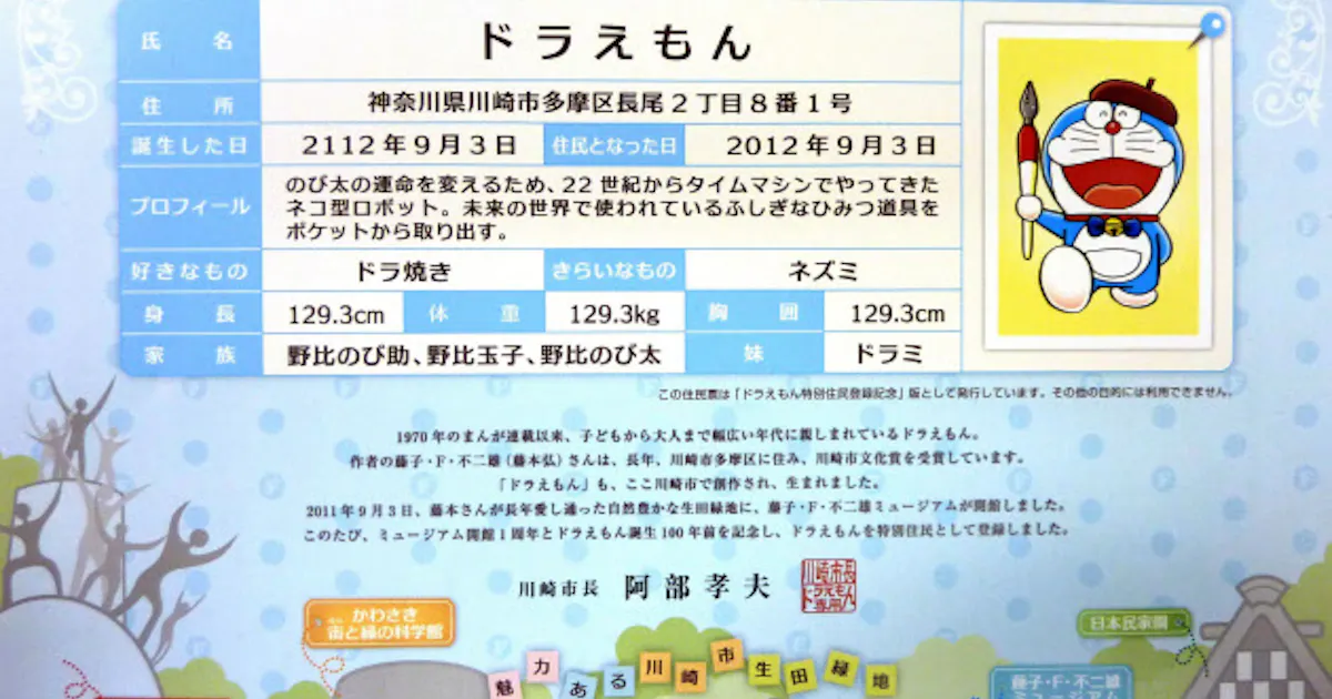 ドラえもん 川崎市の特別住民に 生誕前 100年記念 日本経済新聞 ドラえもん 川崎市の特別住民に 生誕前 100年記念 日本経済新聞