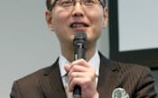 カン・チュンド代表は、投信の買い手と売り手が切磋琢磨する重要性を強調した(26日、東京・大手町)