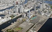 東京五輪の選手村が建設される東京都中央区晴海(8月)=共同