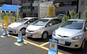 パーク24では時間貸し駐車場を利用したカーシェアリング事業を加速している(東京・中央)