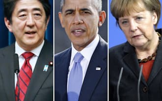 G7では日米独など7カ国の首脳がウクライナ問題について協議=AP