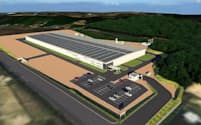 昭和シェルが建設に着手した太陽電池の新工場の完成予想図(宮城県大衡村)