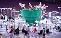 閉会式では組市松紋をイメージしたパフォーマンスを披露=写真 玉井良幸