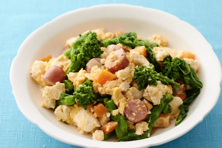 菜の花の洋風いりどうふ Nikkei Style 菜の花の洋風いりどうふ Nikkei Style