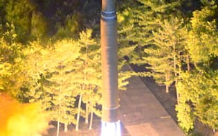 朝鮮中央通信が配信した、7月に発射されたICBM級の「火星14」=朝鮮通信・共同
