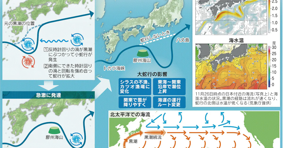 黒潮 12年ぶり ひ の大蛇行 きっかけは九州沖 日本経済新聞