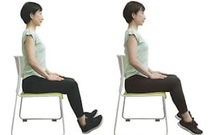 座った状態でもできる運動を覚えておくと便利。（モデルは早稲田大学スポーツ科学学術院非常勤講師・渡辺久美、以下同）