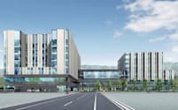 米沢市立病院(左)と三友堂病院(右)がそれぞれ病棟を新設する（イメージ図）