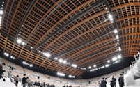 有明体操競技場は東京五輪の新設会場で最も多く木材を使用している（東京都江東区）