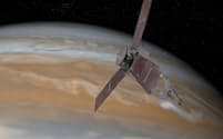 木星に接近する探査機ジュノー（想像図、NASA提供）