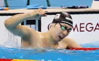 競泳男子50メートル自由形で銅メダルを獲得した山田=寺沢将幸撮影
