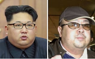 北朝鮮の金正恩朝鮮労働党委員長（左）と金正男氏=共同