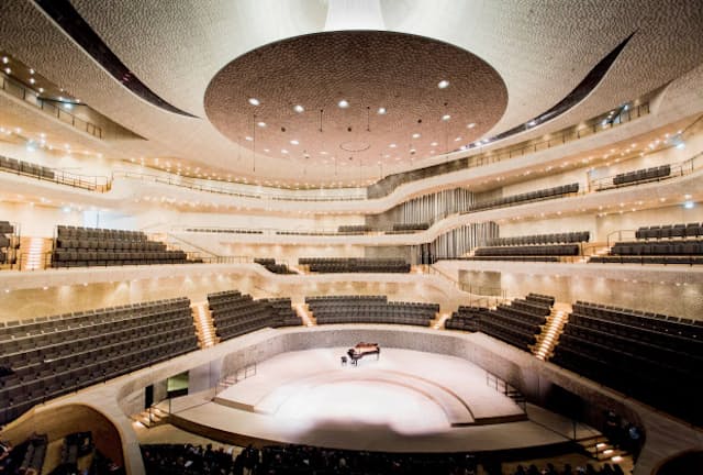 ドイツ・ハンブルクの新しいホール「エルプフィルハーモニー」の内部（写真提供＝ソニーミュージック）