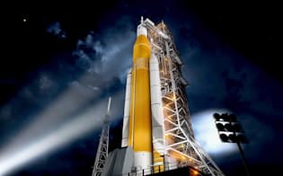 新型ロケット「SLS」の想像図(NASA提供)=共同