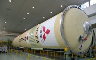 H2Aロケットは3月まで27回連続で打ち上げに成功している（三菱重工が4月に公開した34号機の機体）