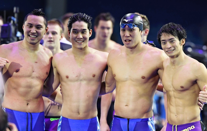 男子400メドレーリレー 日本新で4位 世界水泳 日本経済新聞