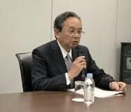 記者会見で造船市況の見通しを語る日本造船工業会の加藤会長