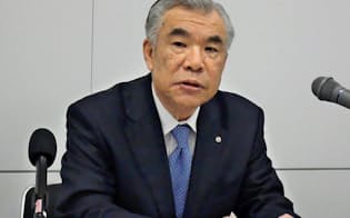 日本ペイントHDの田堂哲志社長はウットラムと取締役候補を一本化する意向を示した（14日、大阪市内）