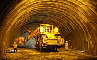 本坑の掘削が始まったリニア中央新幹線の南アルプストンネル（14日）=JR東海提供