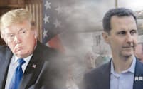 トランプ米大統領(左)とシリアのアサド大統領（コラージュ）