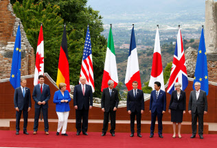 G7サミットは米貿易政策巡り紛糾必至だ(2017年の前回会合)=ロイター G7サミットは米貿易政策巡り紛糾必至だ(2017年の前回会合)=ロイター
