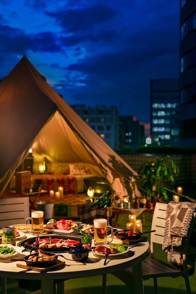 新横浜プリンスホテル ビアガーデンでキャンプ体験 日本経済新聞