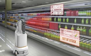 開発中のロボットはスーパーの店内を巡回し、棚に並んだ飲料や食品に取り付けられた値札をチェックする（写真はイメージ）