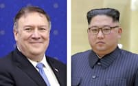 ポンペオ米国務長官（左）と北朝鮮の金正恩委員長（朝鮮通信=共同）