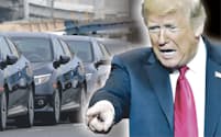 トランプ米大統領は自動車に高関税を課すことを検討していると表明した（コラージュ、写真は一部AP）