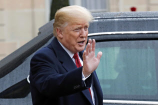 第1次大戦100年の式典出席のためパリを訪れているトランプ米大統領(11月10日)=AP 第1次大戦100年の式典出席のためパリを訪れているトランプ米大統領(11月10日)=AP